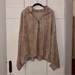 Free People Light Pink Velous Quarterzip Medium